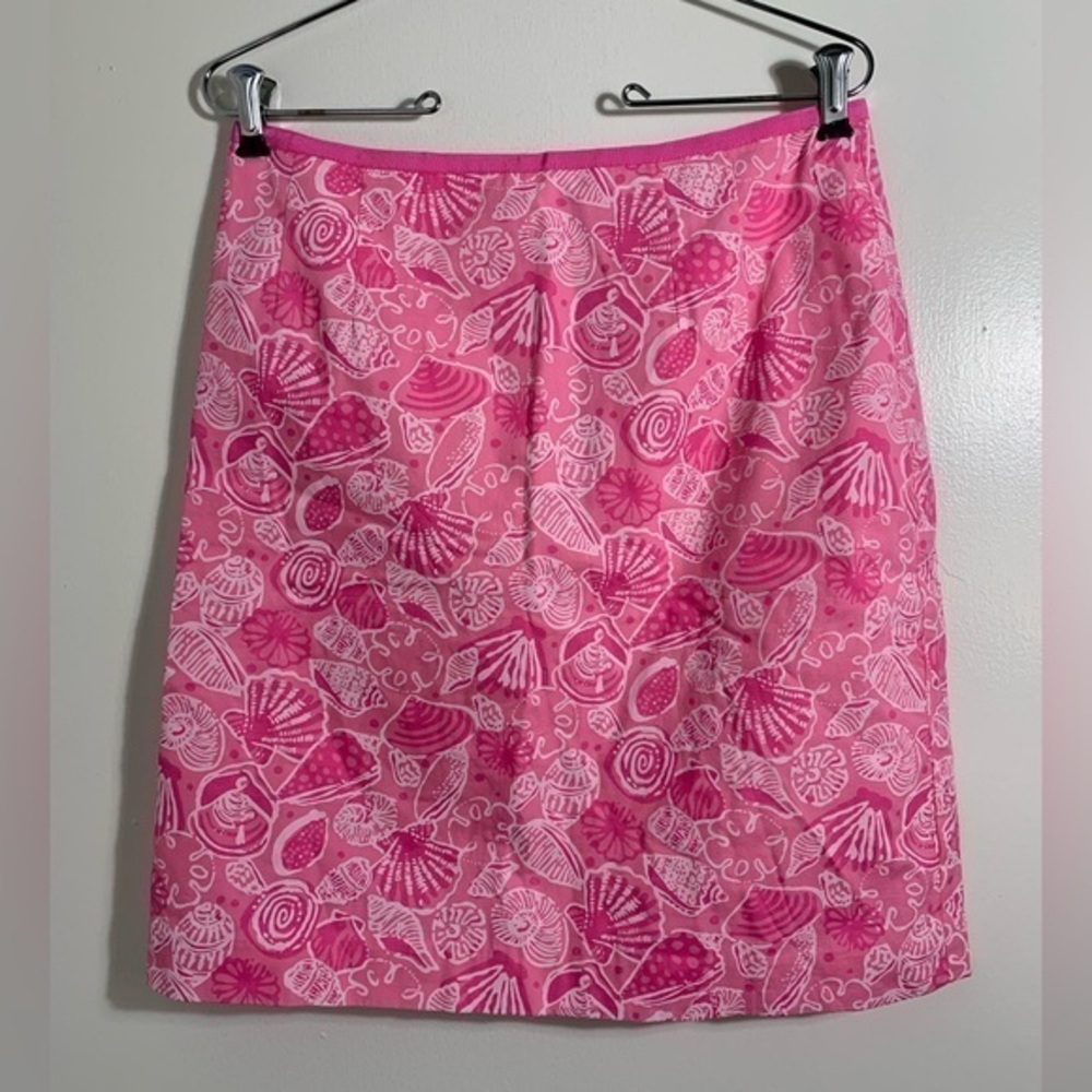 Lilly Pulitzer vintage, pink, shells, mini skirt. Size 8